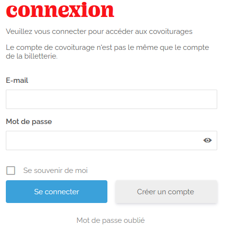 Screen du formulaire de connexion