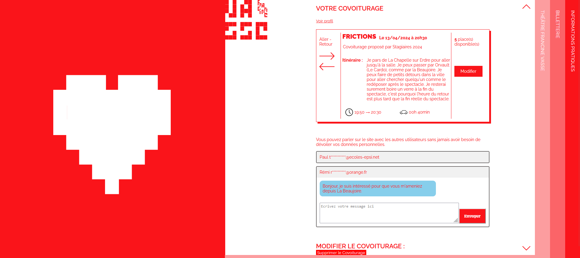Screen de la messagerie