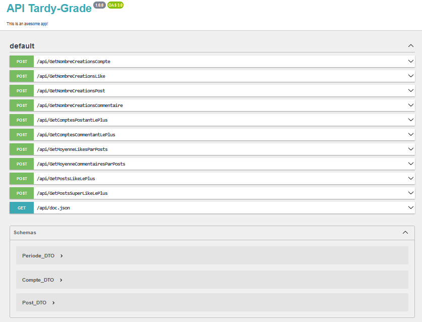 Screen de l'API Symfony