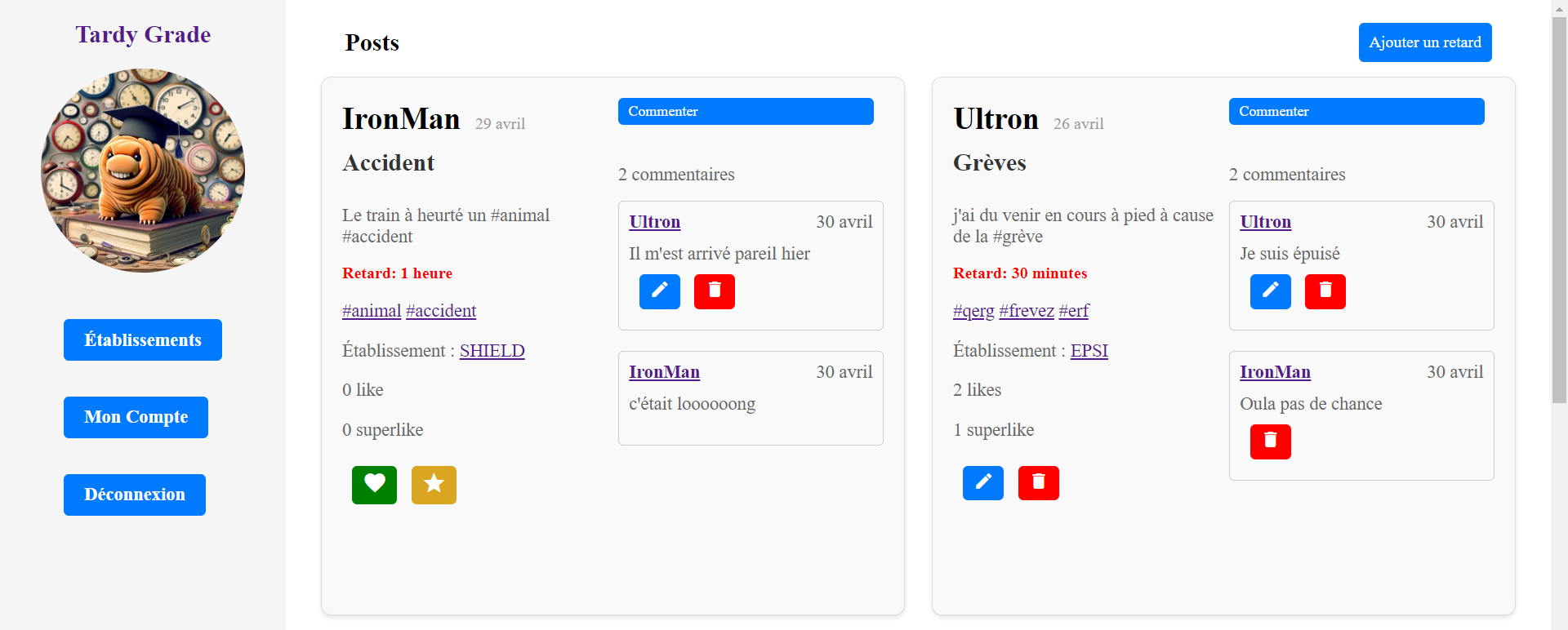 Screen de la page d'accueil