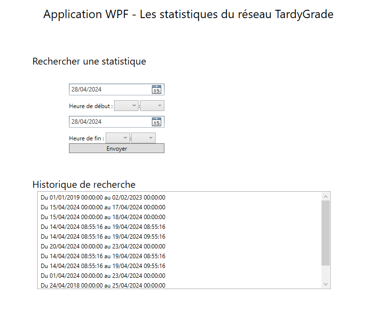 Screen de l'appli de stats