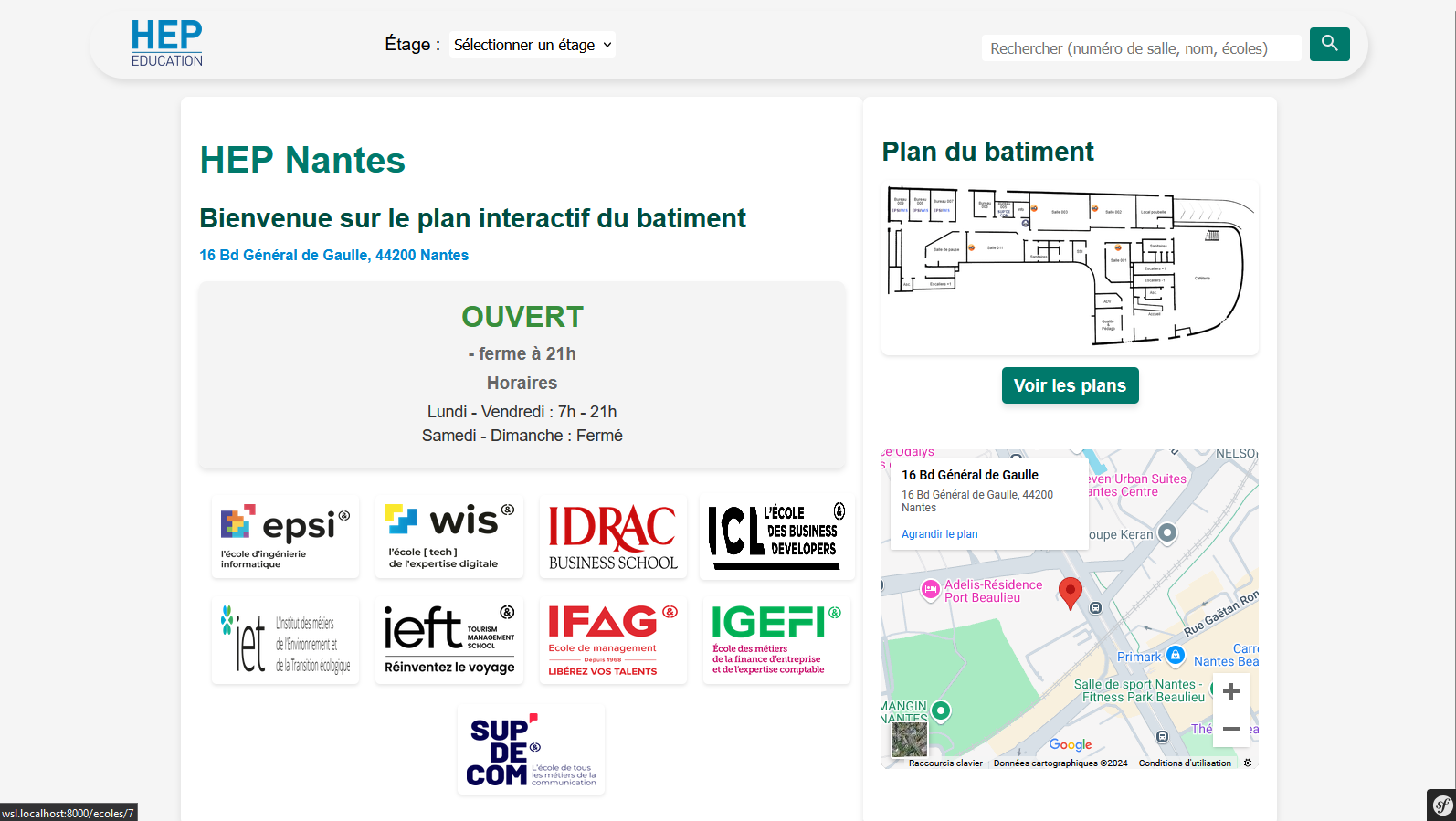 Screen de la page d'accueil